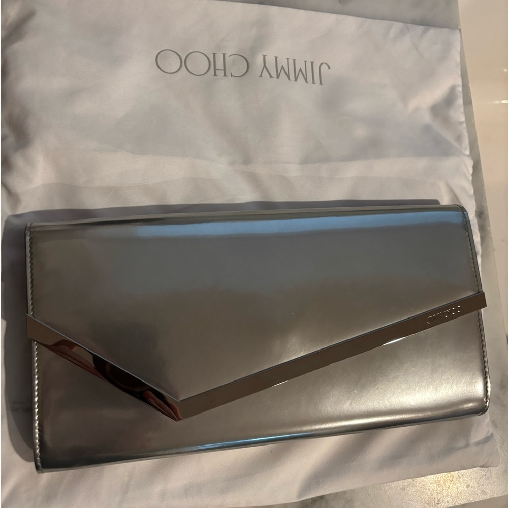 Jimmy Choo Silver Emmie Clutch